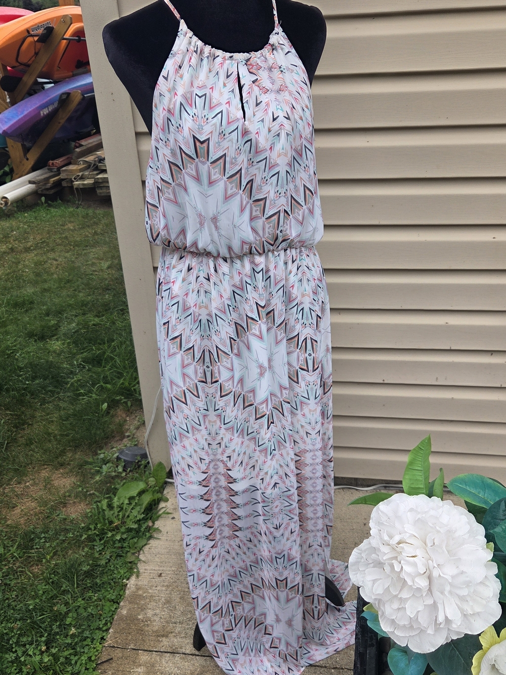 Maurices Pastel Geo Halter Maxi Dress